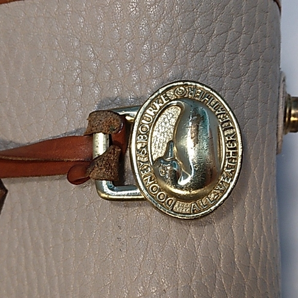 Dooney & Bourke Leather Gladstone Cream and Tan Satchel - Picture 3 of 9